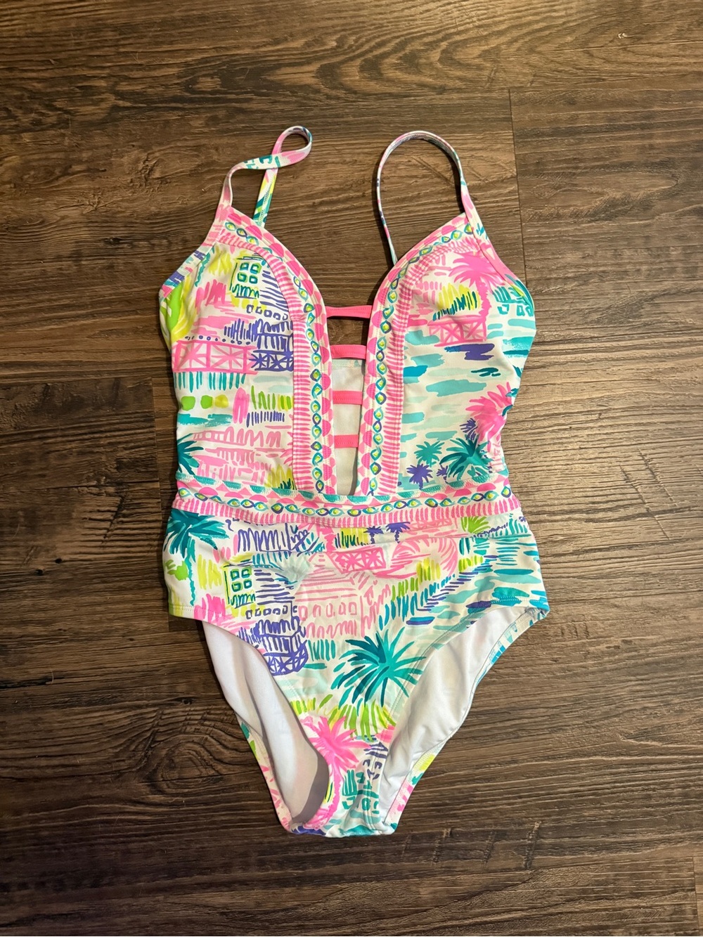 Lilly Pulitzer Nolet One Piece Swimsuit Multi Private Island Engineered SIZE 2 - Picture 2 of 5